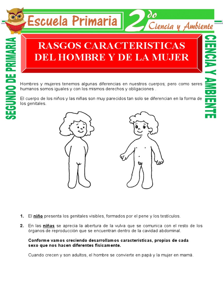 Rasgos Caracteristicos Del Hombre y La Mujer para Segundo de Primaria | PDF  | Salud y bienestar, image size:768x1024