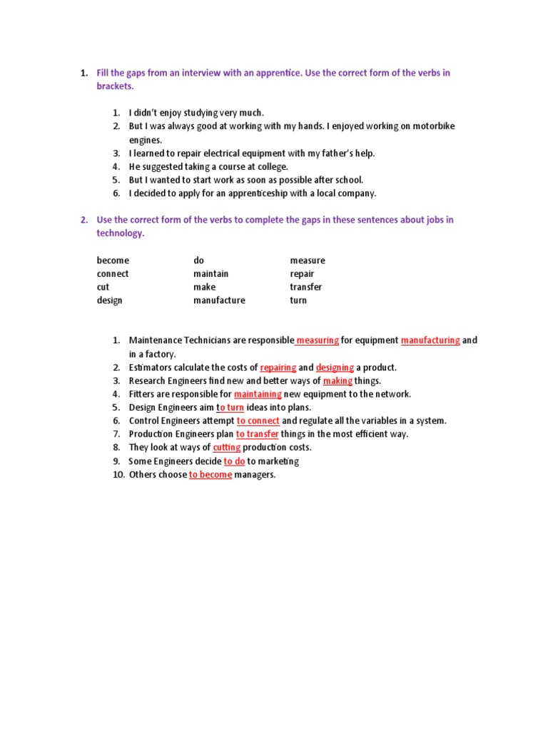 Fill The Gaps From An Interview With An Apprentice | PDF | Career ...