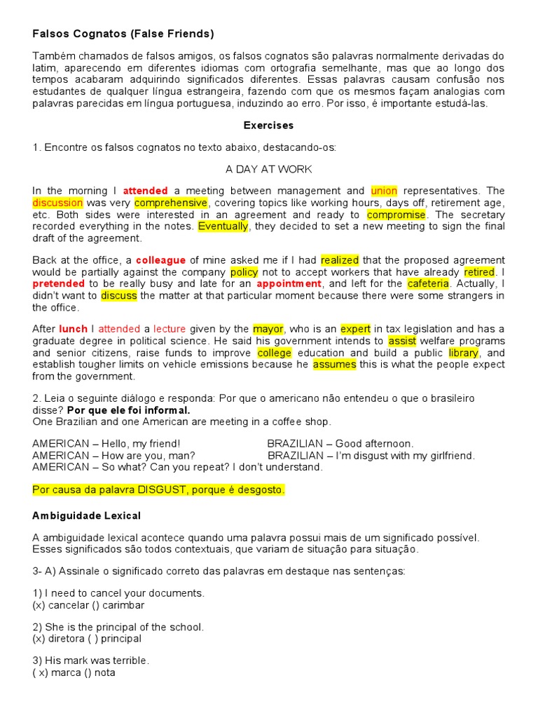 Exercises - False Friend Maicon