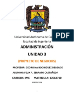 Administración Unidad 3: Universidad Autónoma de Coahuila Facultad de Ingenieria