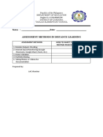 Assessment Methods in Distance Learning: Name: - Date