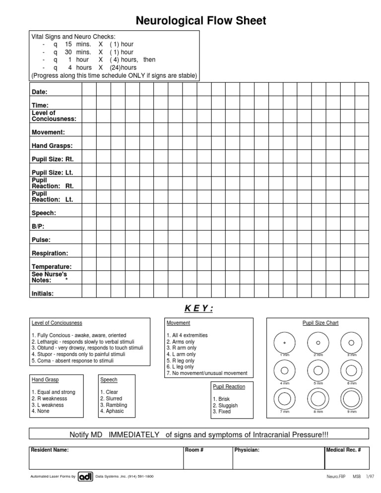 Neurological Assessment Flow Sheet | PDF