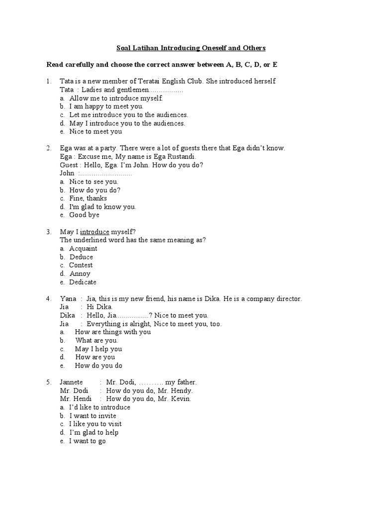 Self-Introduction Practice Questions | PDF