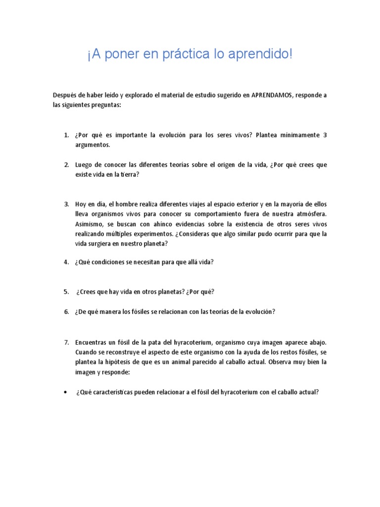 A Poner en Práctica Lo Aprendido | PDF | Organismos | Evolución