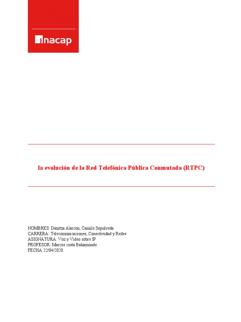 La Evolución De La Red Telefónica Pública Conmutada Rtpc Pdf
