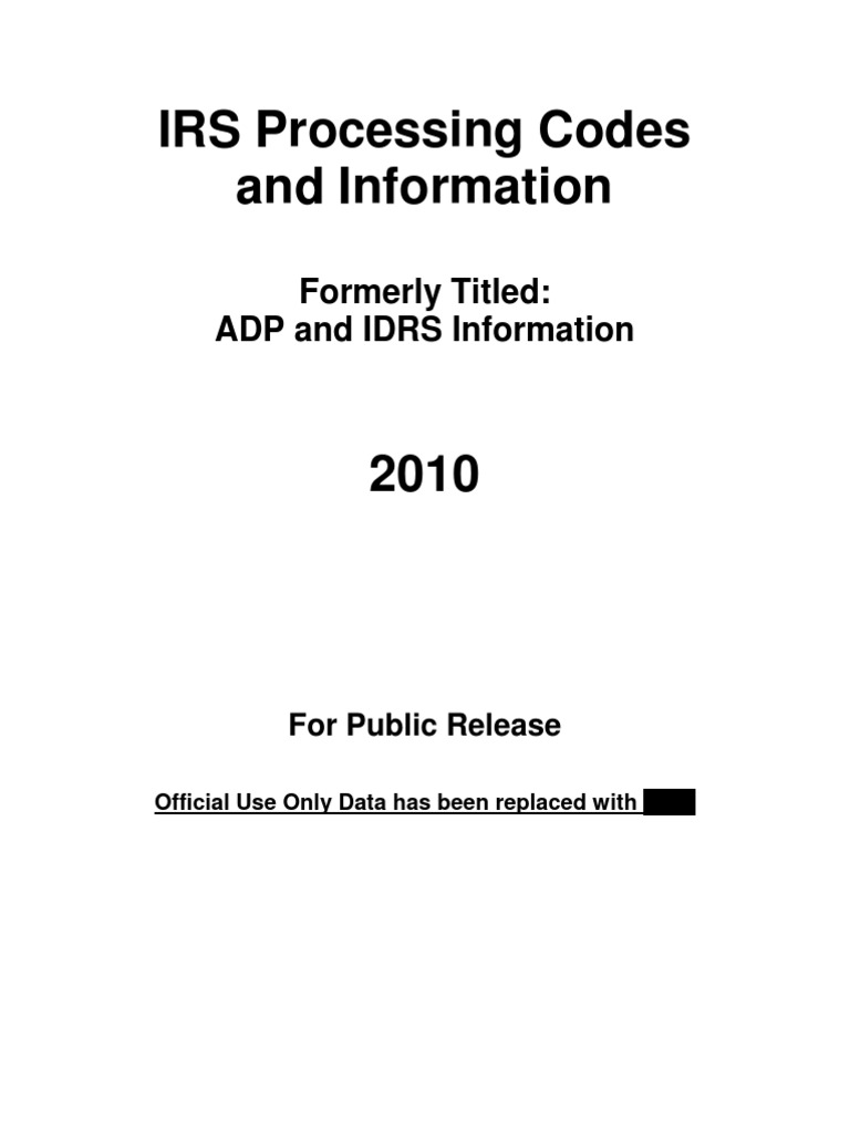 IRS Processing Codes and Information PDF Tax Refund Social