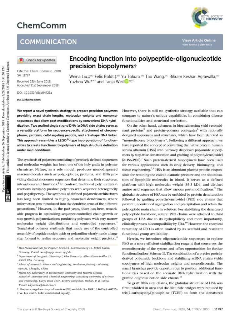 Encoding Function Into Protein-Oligonucleotide Pre | PDF ...