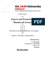 Export and Promotion of "Handicraft Goods": Project Report On