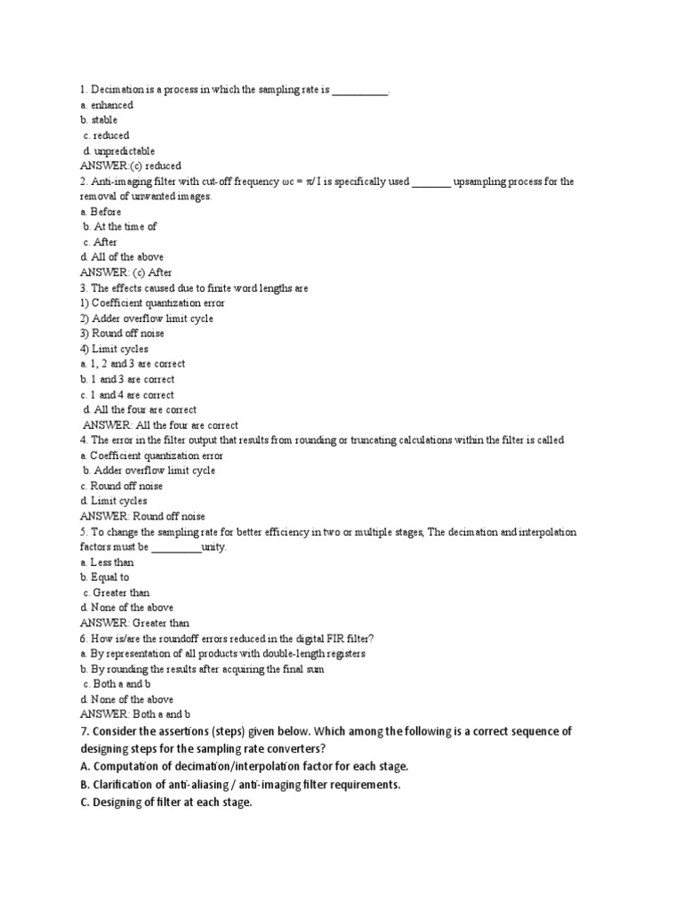 DSP MCQ PDF Sampling (Signal Processing) Signal Processing
