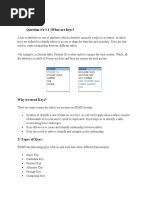 Question No # 1) What Are Keys?: Why We Need Keys?