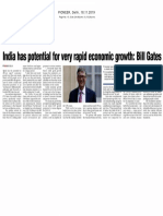 2019 11 18 India Has Potential For Very Rapid Economic Growth Bill Gates Pioneer PDF