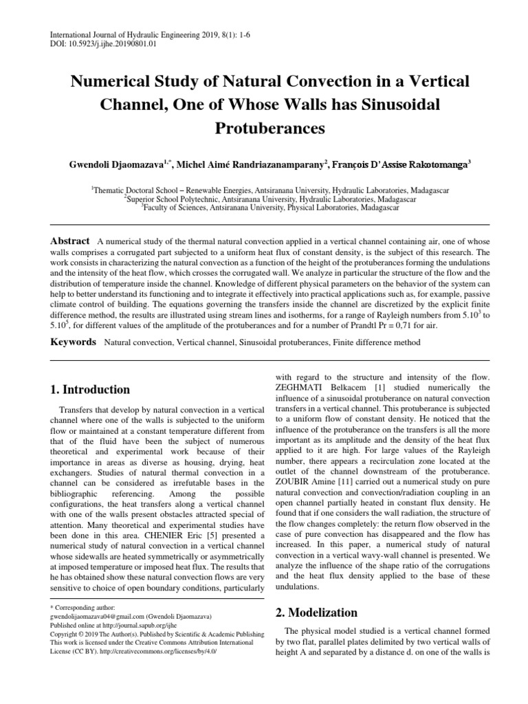 Numerical Study of Natural Convection in A Vertical Channel, One of ...