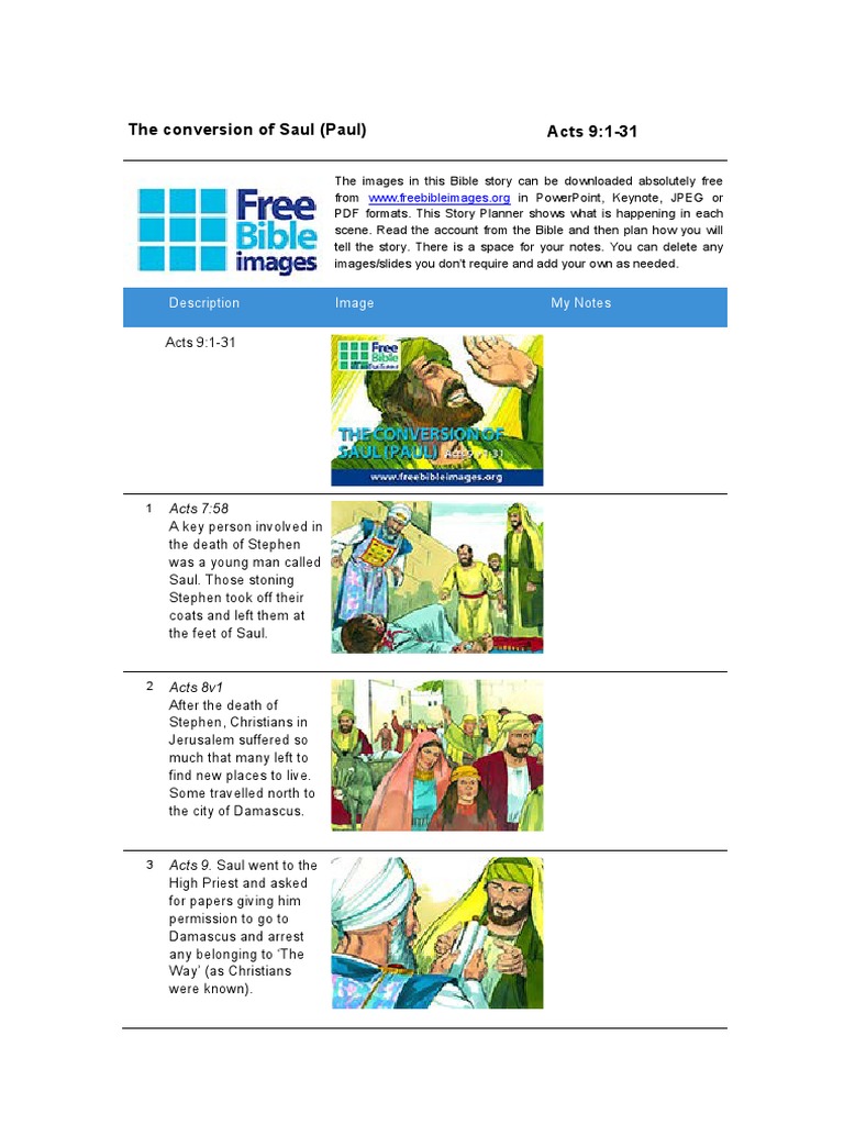 The Conversion of Saul (Paul) Acts 9131 Description Image My Notes