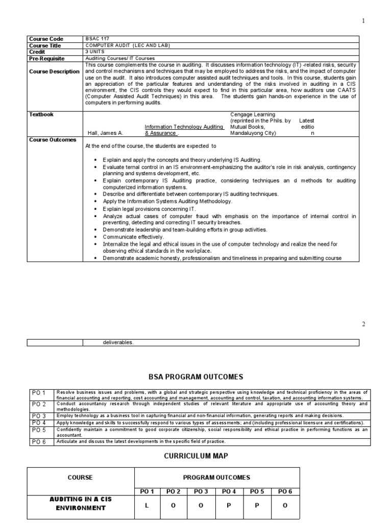 Computer Audit Course Overview | PDF | Internal Control | Audit