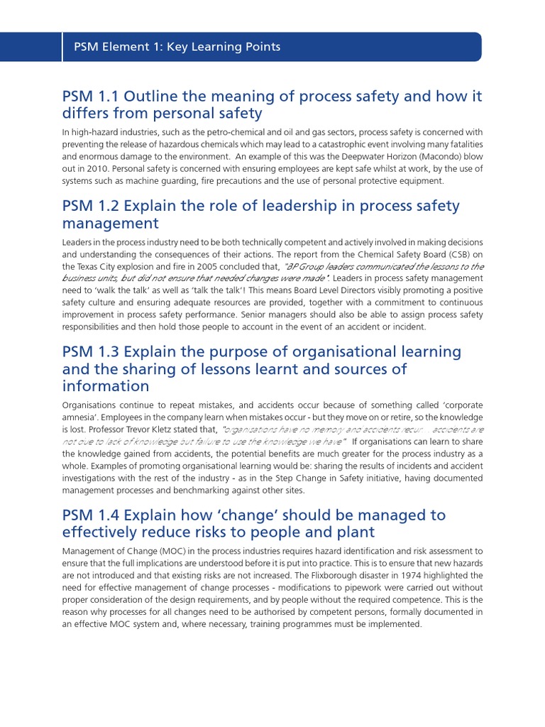 Process Safety Management Key Insights | PDF | Competence (Human ...