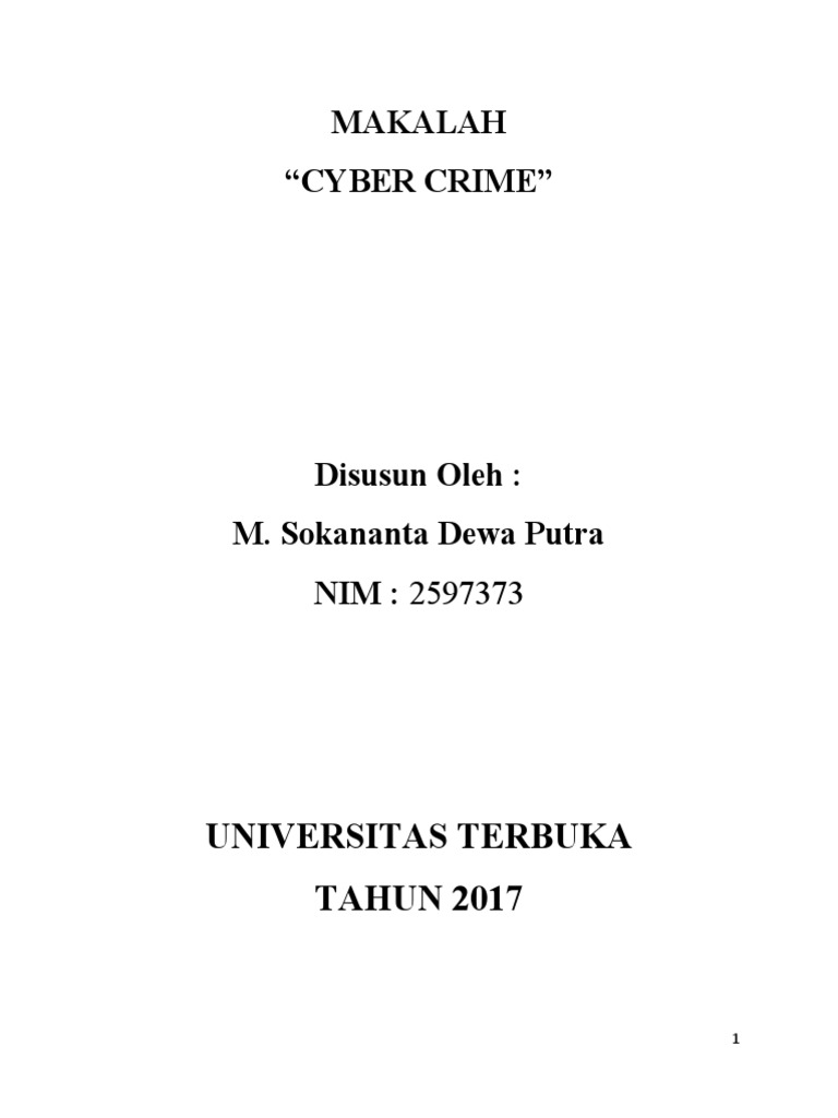 Makalah Cyber Crime - Sokananta | PDF
