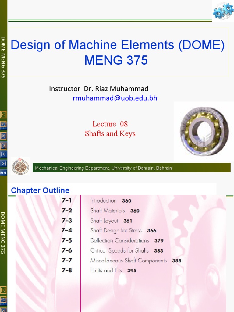 Design of Shafts and Keys PDF Engineering Tolerance Strength Of