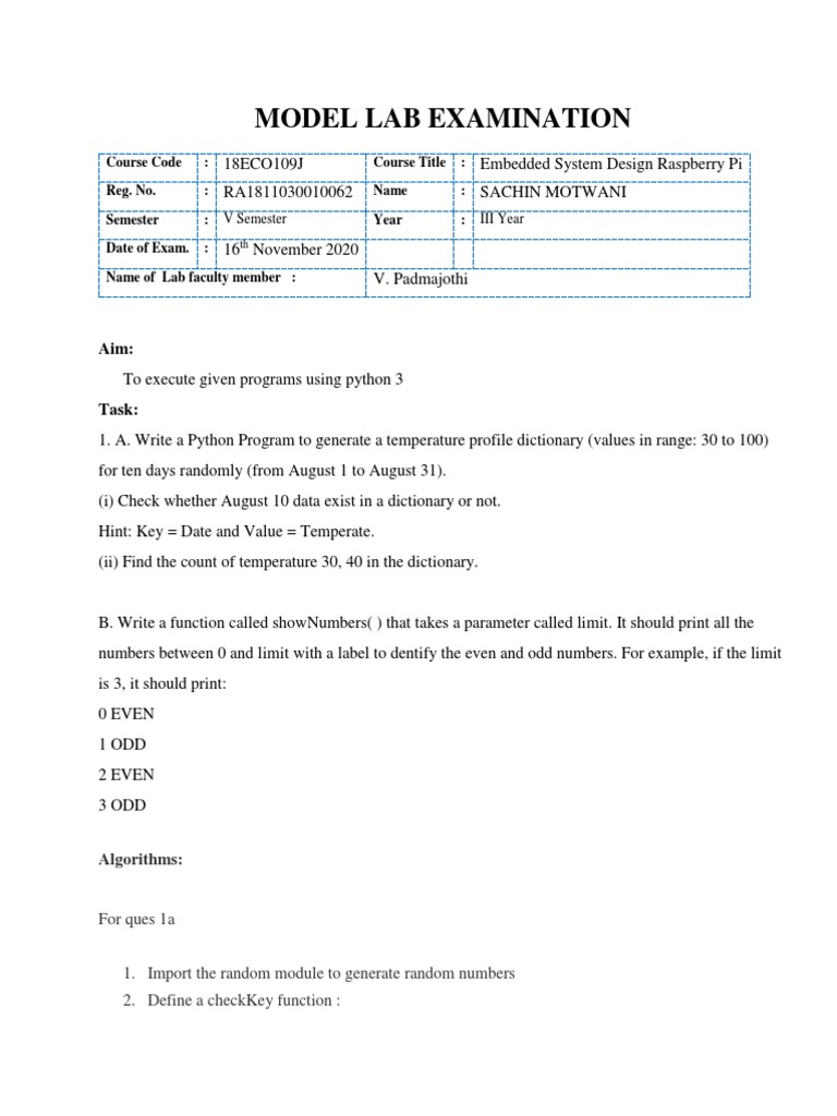 Python Programming Lab Exam Tasks | PDF | Python (Programming Language ...