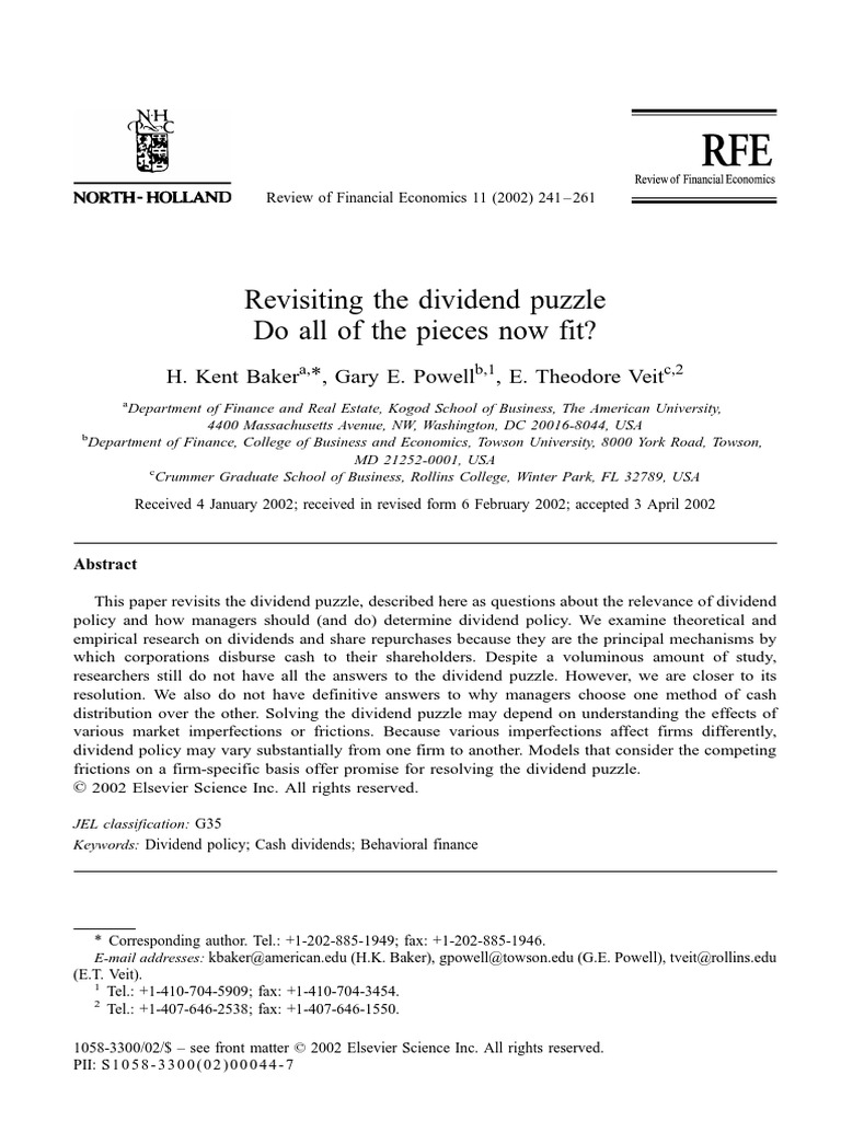 Why companies pay dividends pdf share repurchase dividend