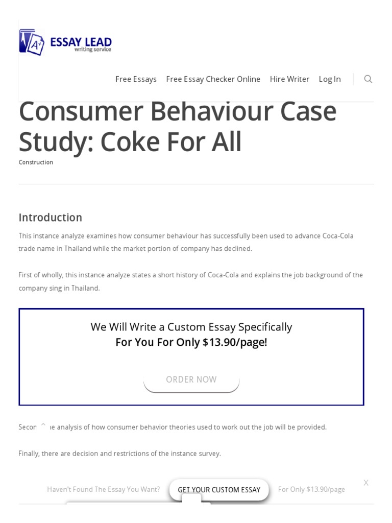 Consumer Behaviour Case Study - Coke For All Free Essay | PDF | Coca ...