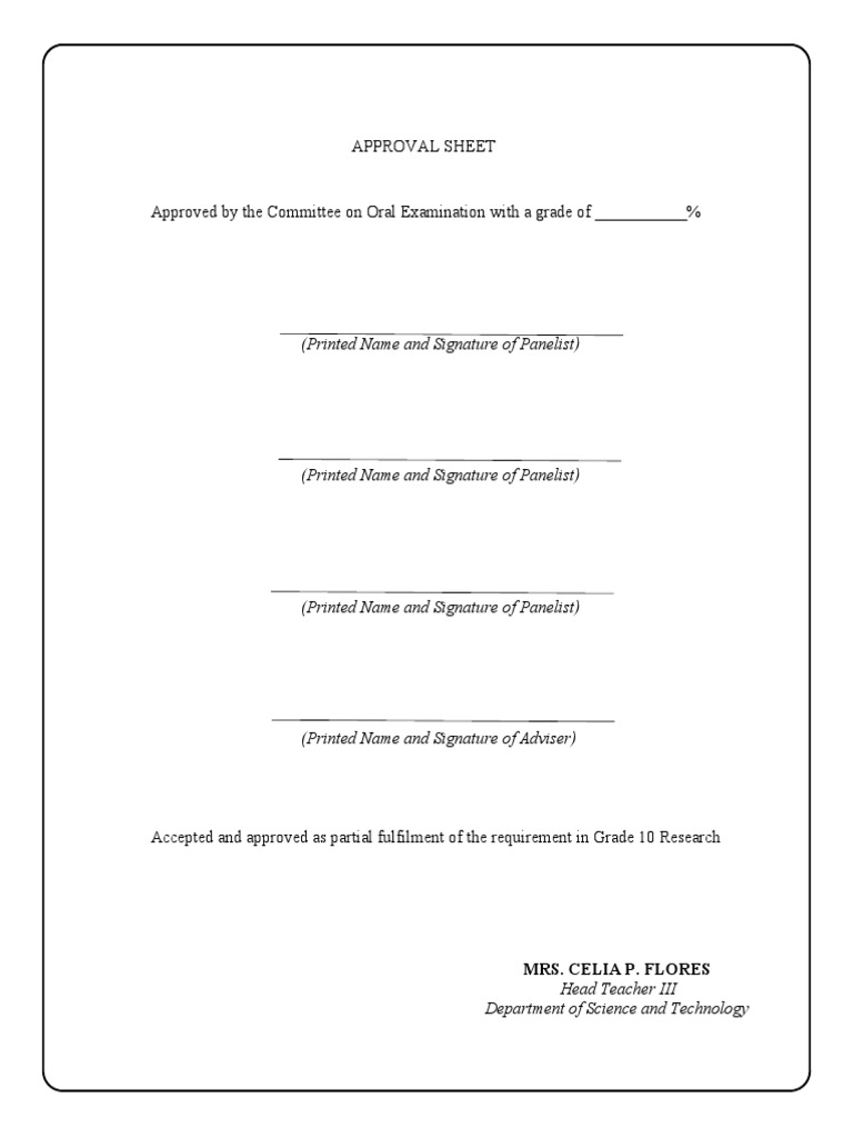 Approval Sheet for Grade 10 Research | PDF
