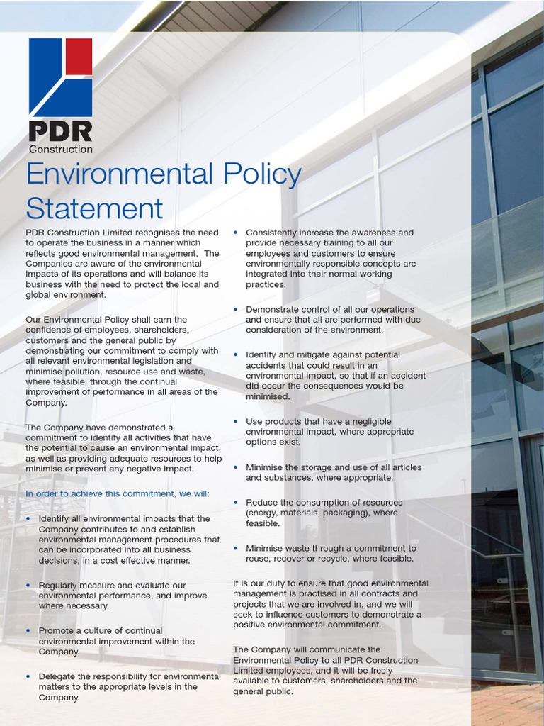 1 Environmental Policy (PDR) | PDF | Environmental Policy | Waste