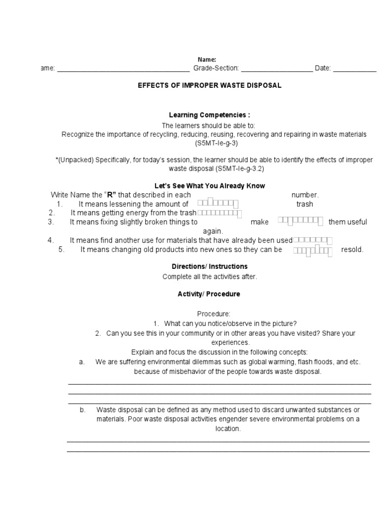 Effects of Improper Waste Disposal PDF Accuracy And Precision