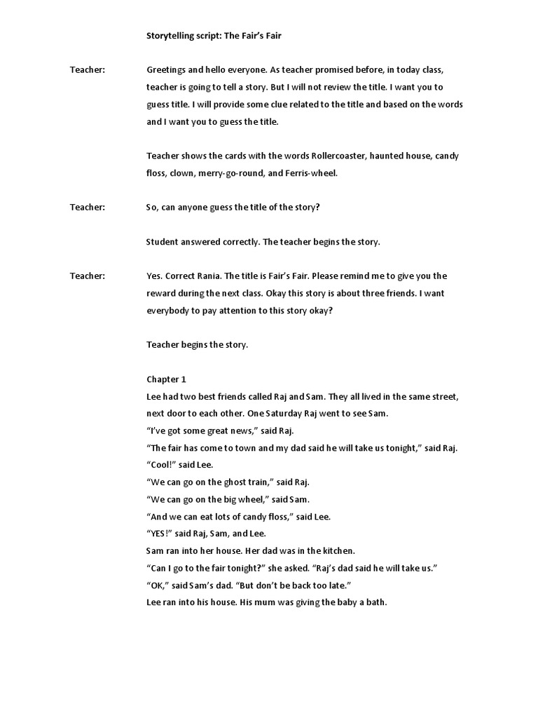 Storytelling Script: The Fair's Fair | PDF