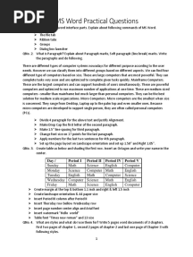 Word Practical Questions For Exercises-37524 PDF