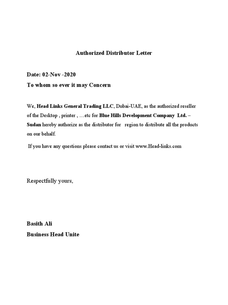 Download Authorized Distributor Letter