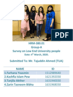 HRM-380.01 Group-A Survey On Low End University People: Date: 4 March, 2020