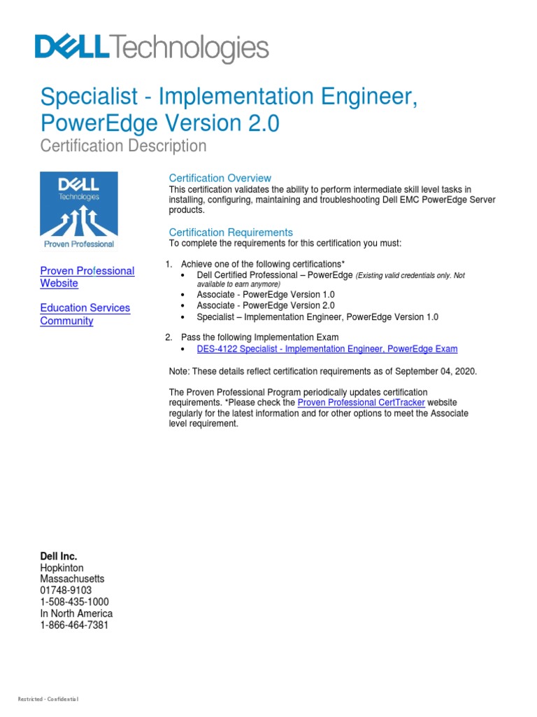 Specialist - Implementation Engineer, Poweredge Version 2.0 ...