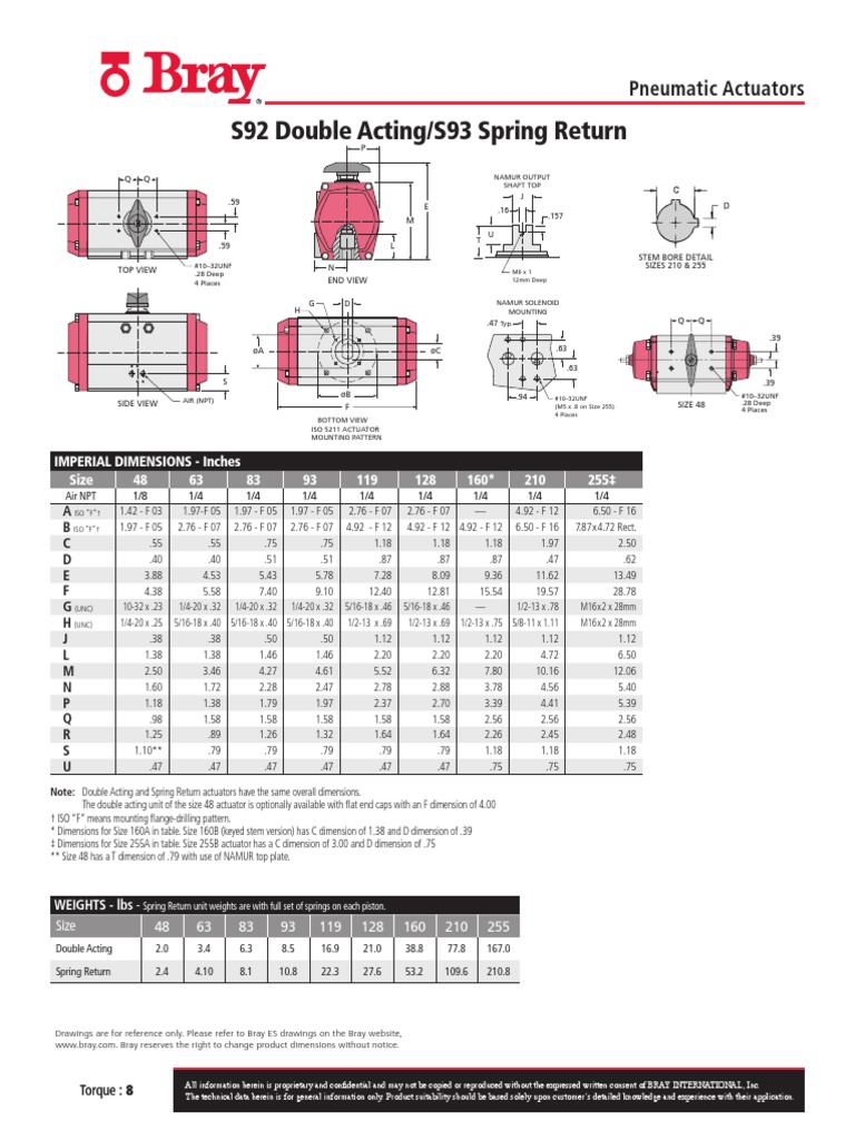 Manual Tecnico Actuador Neumatico Bray S92 93 PDF PDF Machines