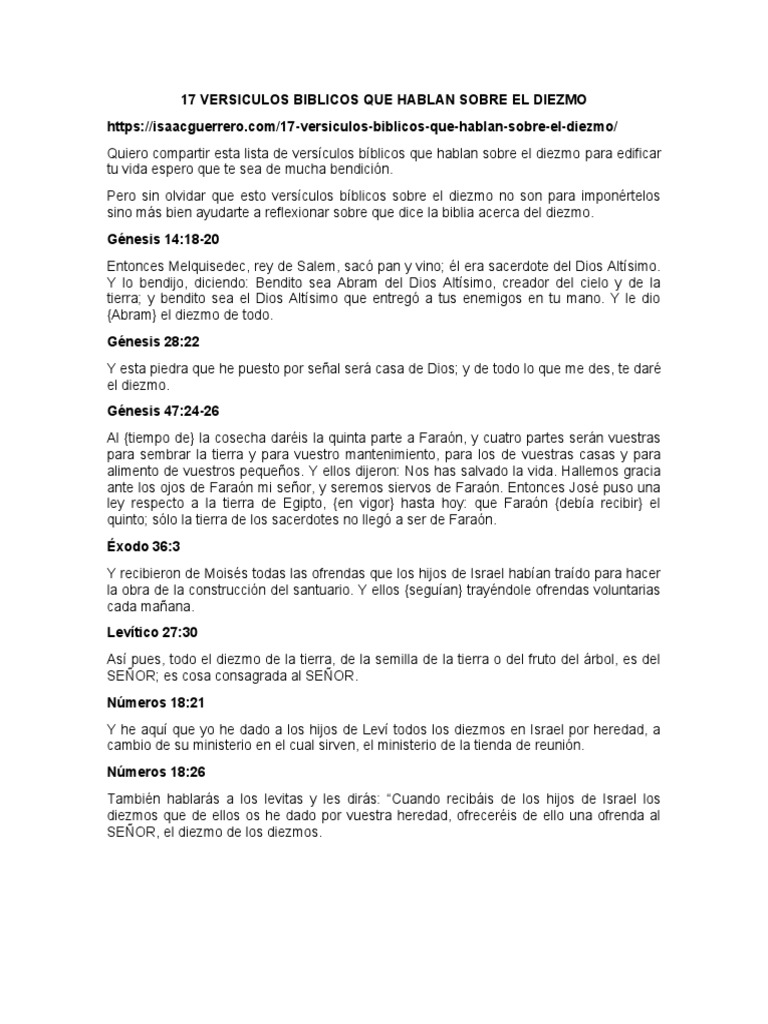 Versículos sobre el Diezmo en la Biblia | PDF | Diezmo | Abrahán