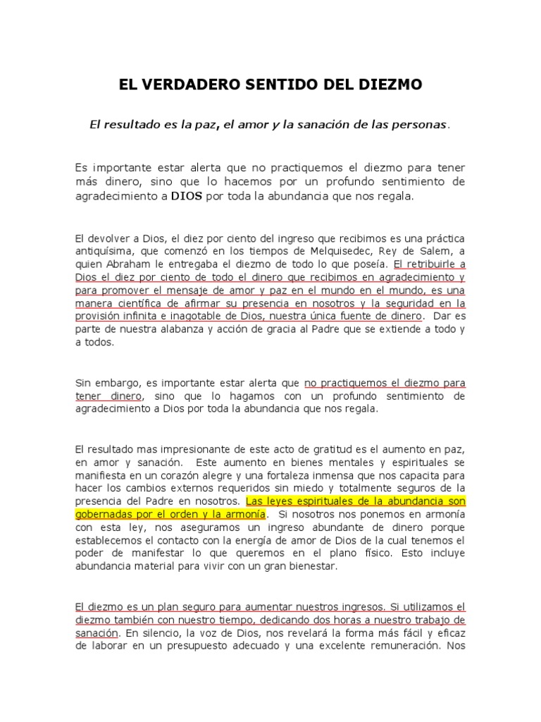 El Diezmo: Prosperidad y Gratitud Divina | PDF | Diezmo | Amor