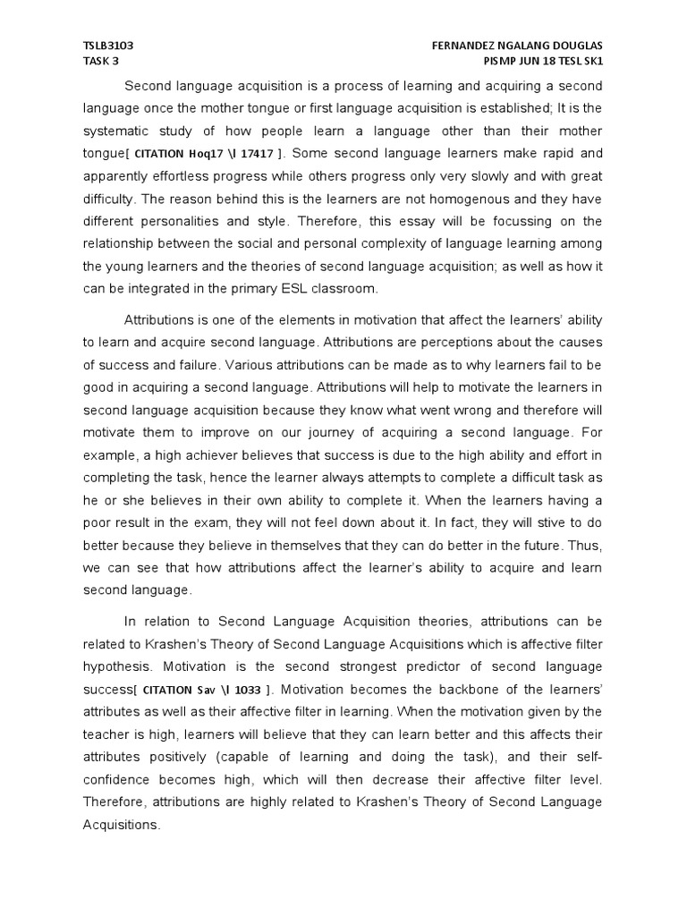 Attributions in Second Language Learning | PDF | Second Language ...