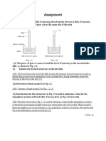 Assignment: 1 Fig. 1.1 Shows A Tube Full of Mercury Placed Upside Down in A Dish of Mercury