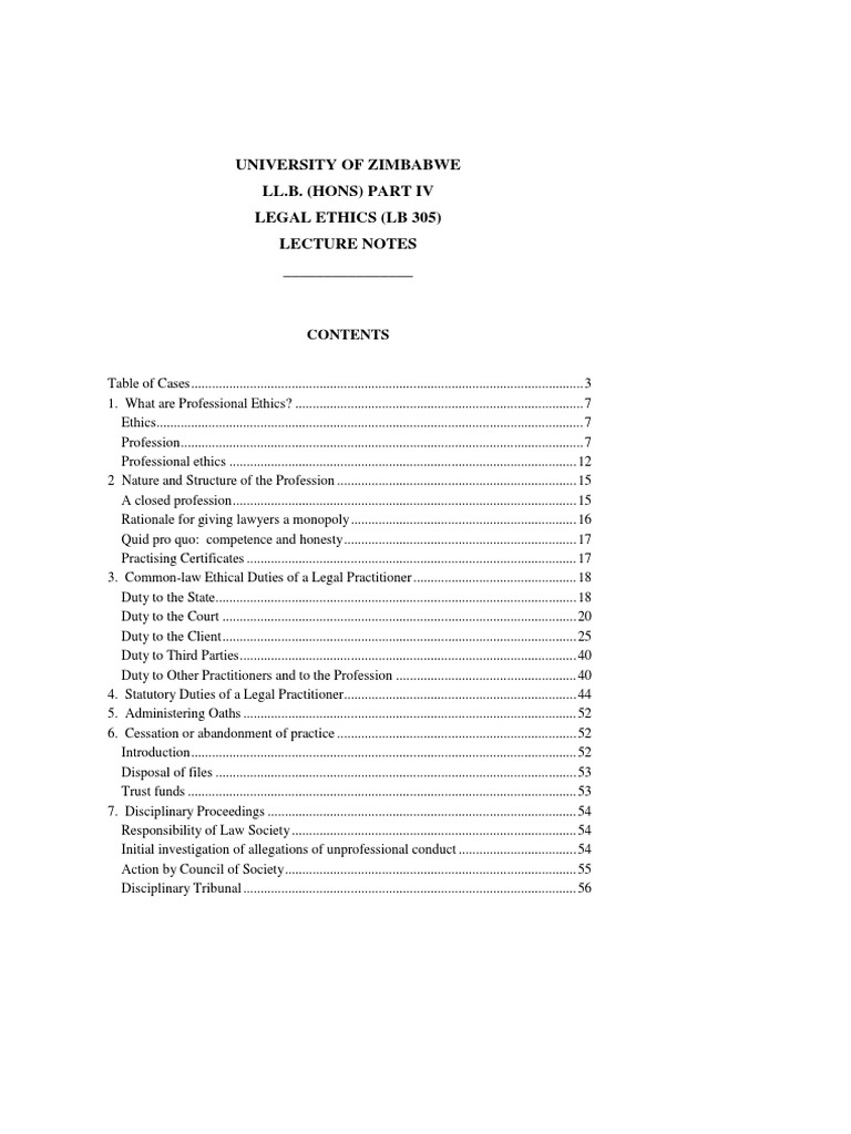 Legal Ethics Lecture Notes LB 305 | PDF | Notary Public | Lawyer