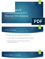 Key Concepts & Considerations in ELT Materials Development: Setting The Groundwork