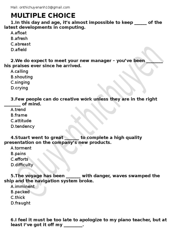 Multiple Choice 1 PDF | PDF | Career & Growth | Home & Garden