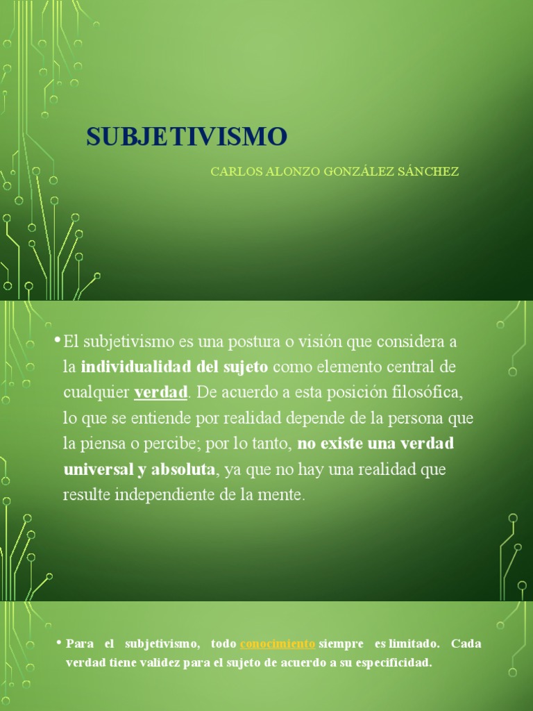 Definición y características del subjetivismo | PDF | Relaciones ...