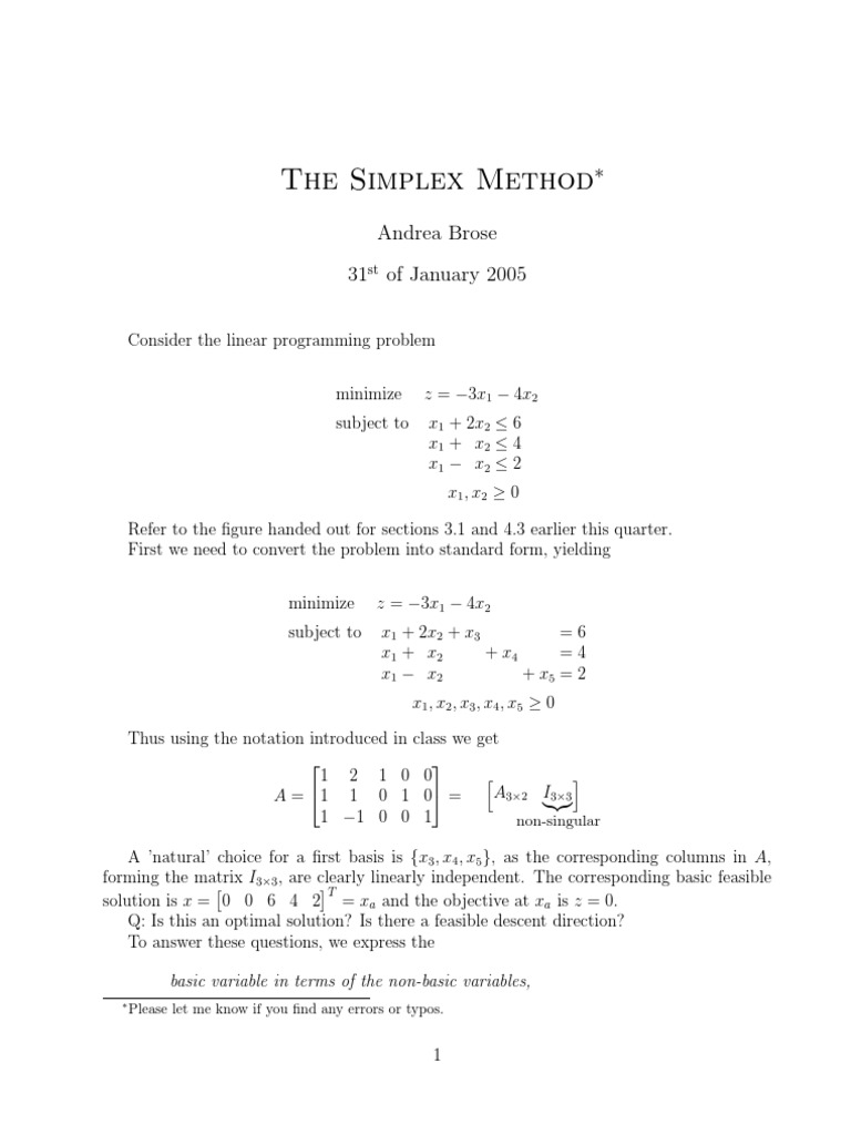 Simplex Example | PDF | Linear Programming | Mathematical Concepts