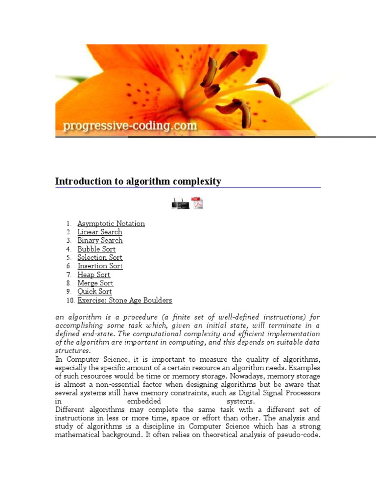 Introduction To Algorithm Complexity: News About Me Links Contact | PDF ...