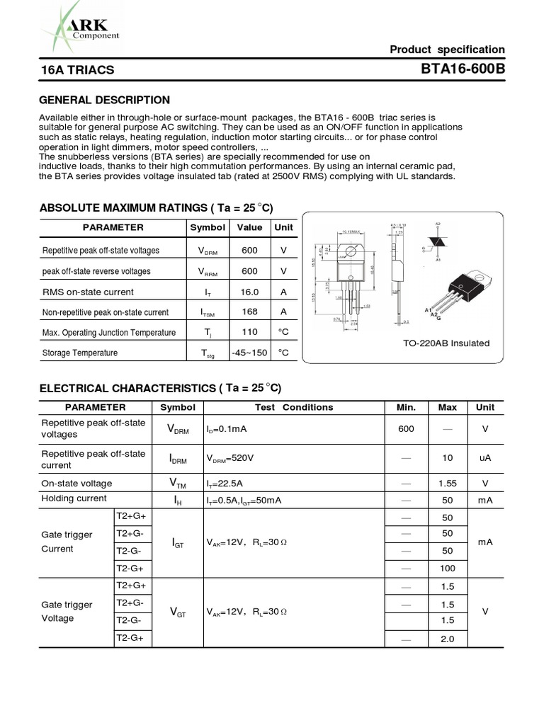 Bta16 600B PDF | PDF | Electronic Engineering | Electrical Equipment