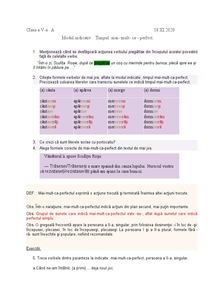 Modul Indicativ, Timp MMC Perfect | PDF