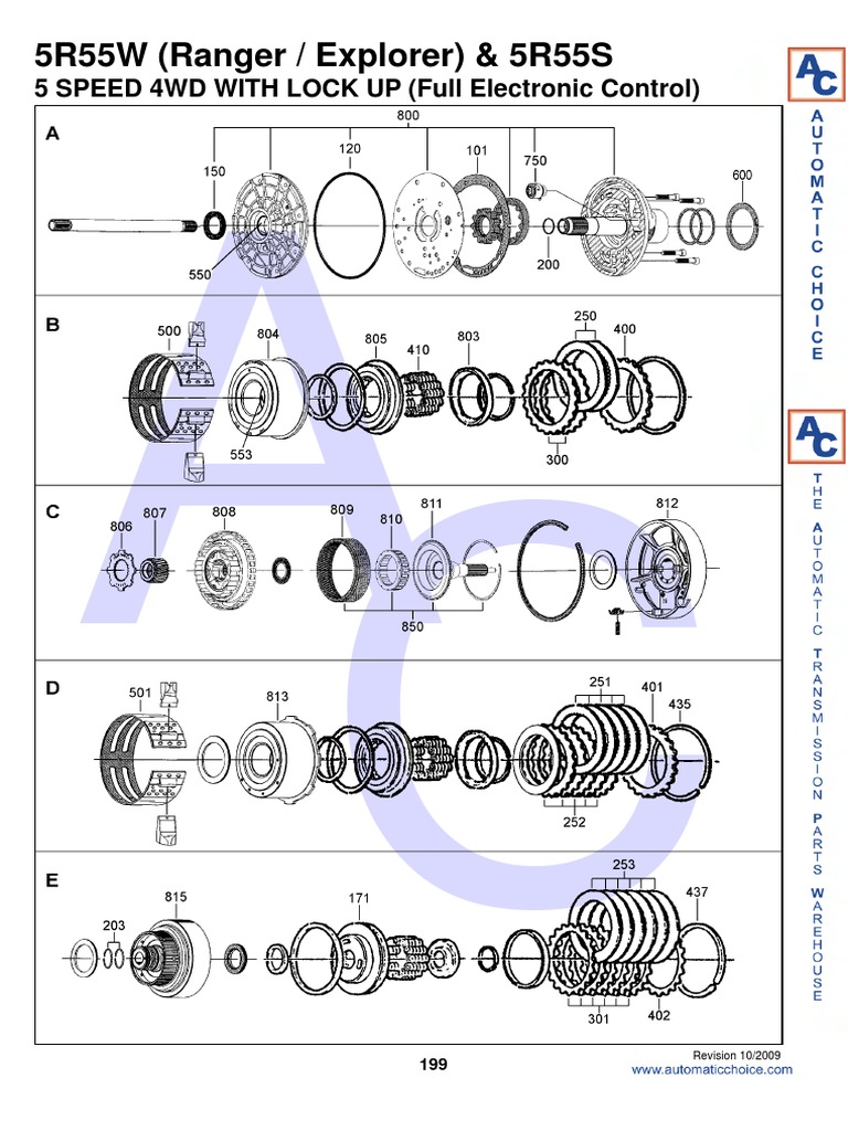 5R55W (Ranger / Explorer) & 5R55S: 5 SPEED 4WD WITH LOCK UP (Full