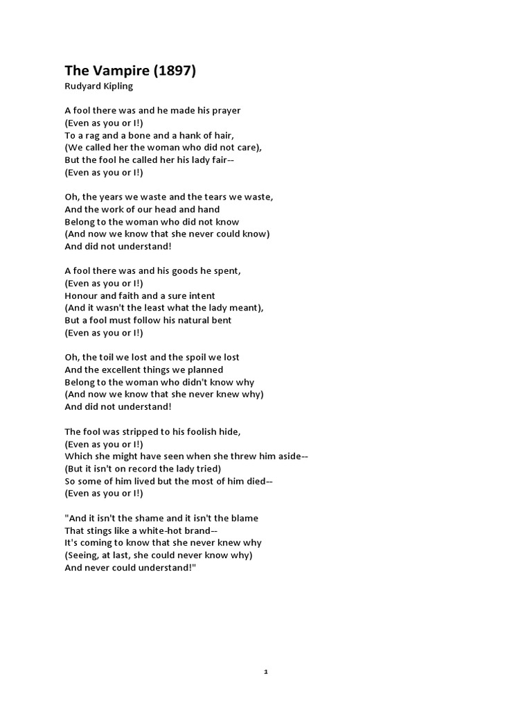 KIPLING, Rudyard The Vampire (1897) PDF