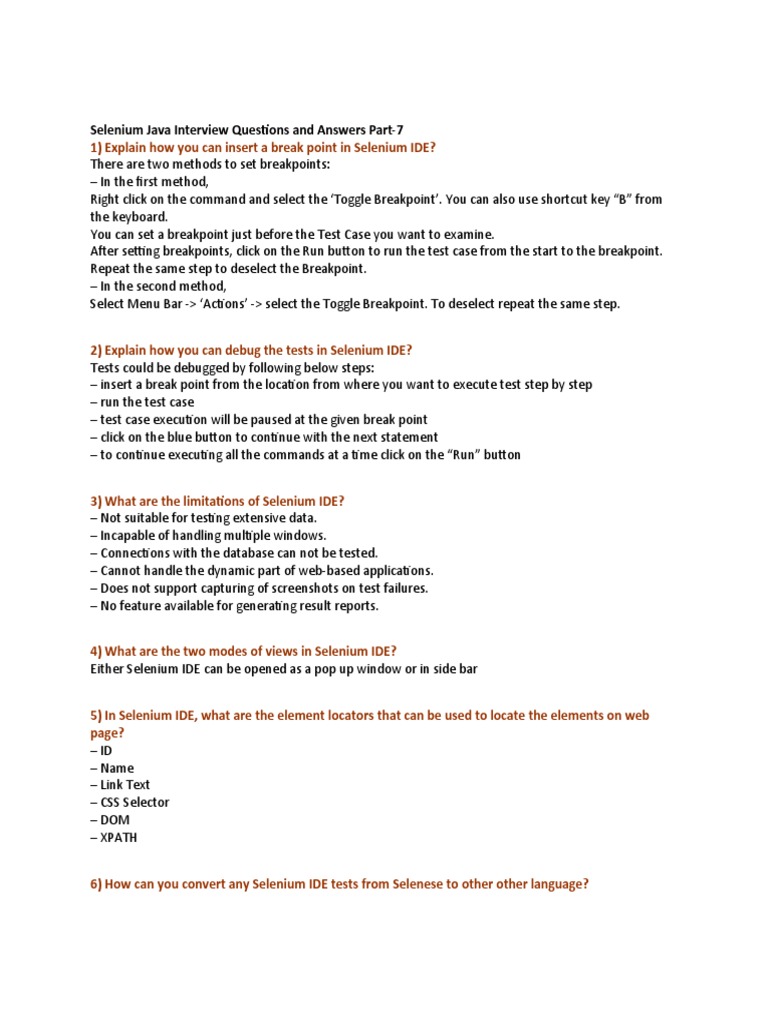 Selenium Java Interview Questions and Answers Part-7 | Download Free ...