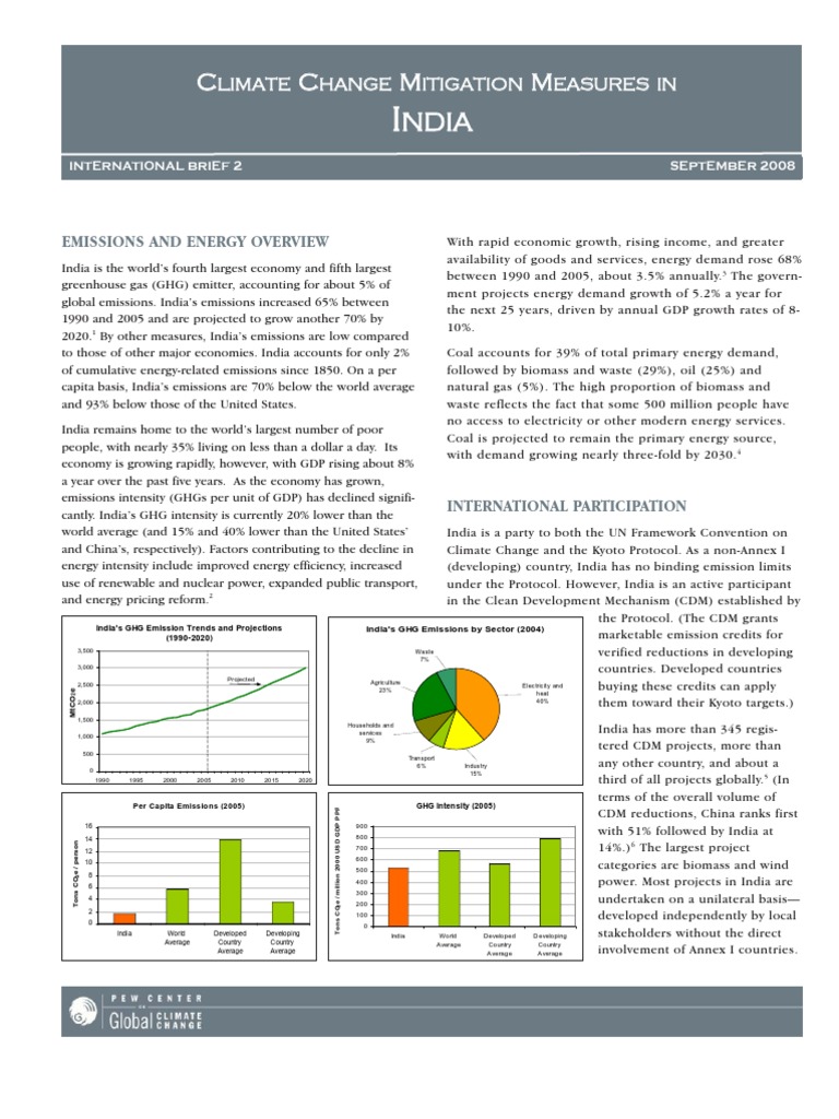 Climate Change Mitigation in India | PDF