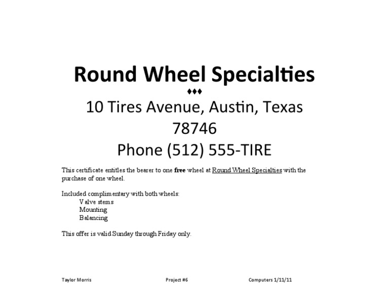 Free Wheel Offer at Round Wheel Specialties | PDF